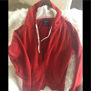 American Eagle Russet hooded zip up hoodie.